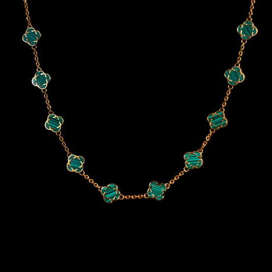 COLLAR TREBOL ORO GREEN