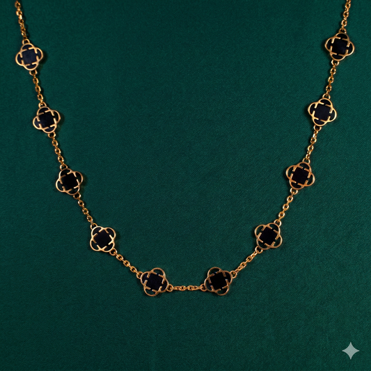 COLLAR TREBOL ORO BLACK
