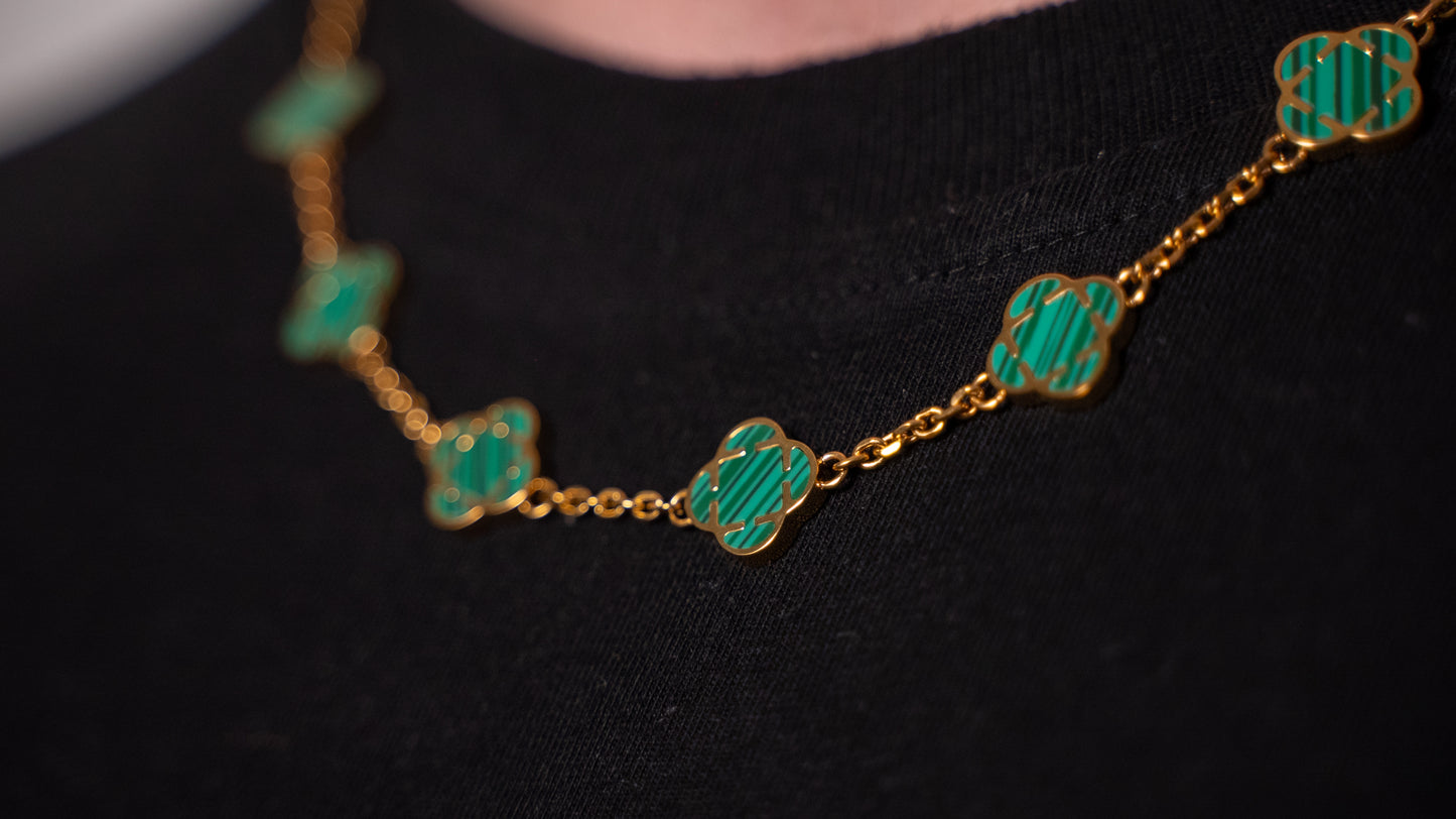 COLLAR TREBOL ORO GREEN