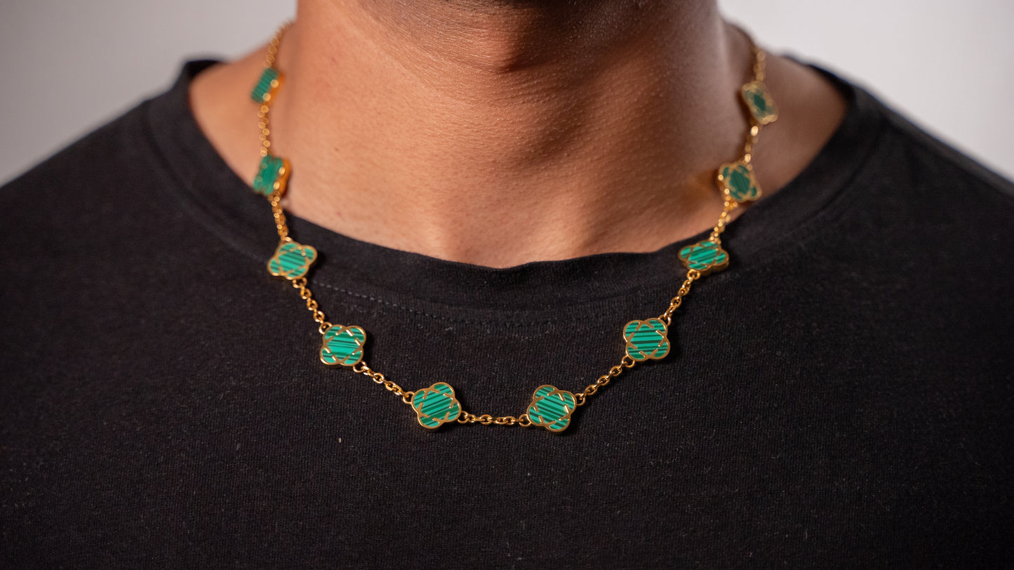 COLLAR TREBOL ORO GREEN