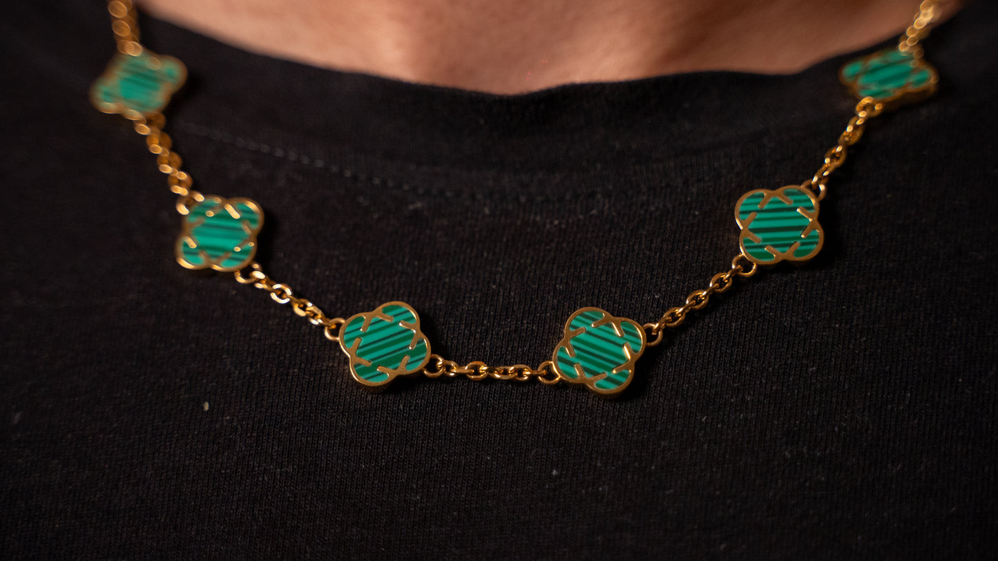 COLLAR TREBOL ORO GREEN