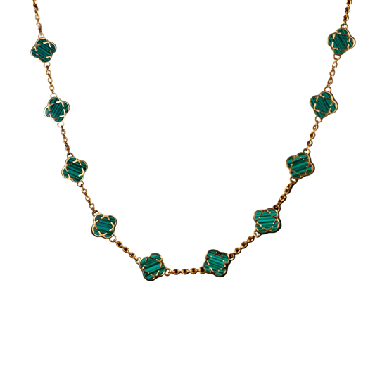 COLLAR TREBOL ORO GREEN