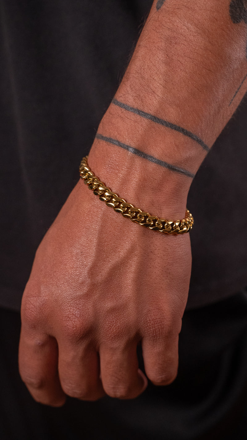PULSERA CUBAN 8MM GOLD