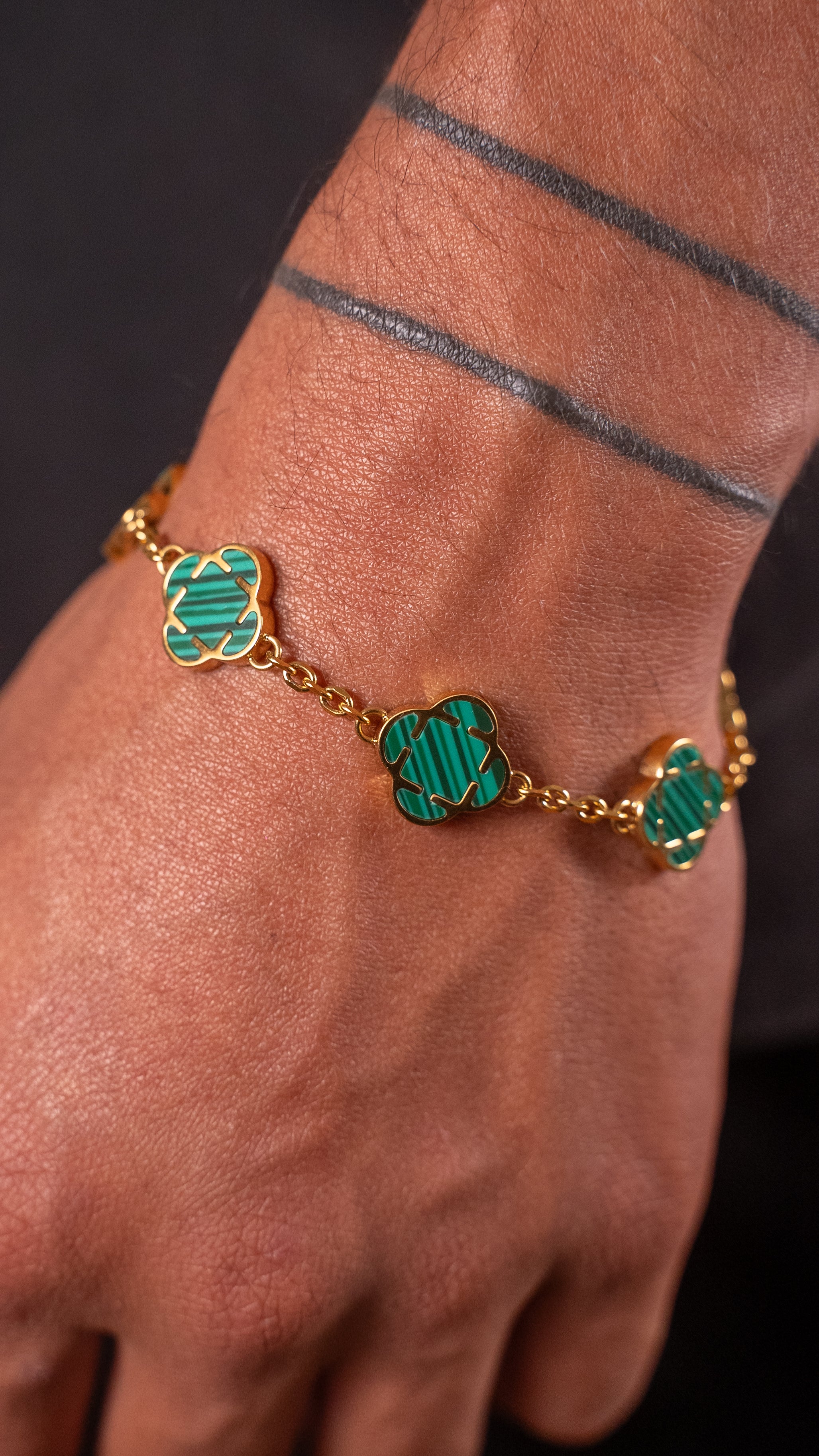 PULSERA TREBOL GREEN GOLD